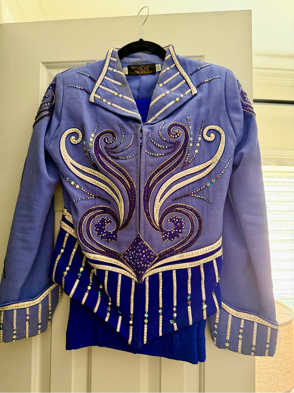 Berry Fit Blue Embellished Showmanship Jacket Pants Set